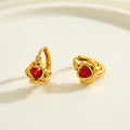 Heart shaped red color Earrings 18K Gold Plated Stainless Steel