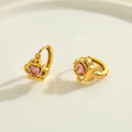 Heart Shaped Pink color Earrings 18K Gold Plated Stainless Steel