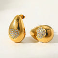 Oval shaped crystal Earrings 18K Gold plated Stainless steel