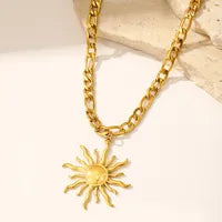 Sun shaped pendant necklace 18K Gold plated stainless steel
