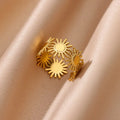 Sun Shaped Ring 18K Gold Plated Stainless Steel