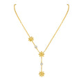 Flower and crystal pendant necklace 18K Gold Plated Stainless Steel