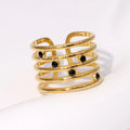 5 rings joined half opened ring 18 K Gold Plated Stainless Steel