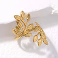 Leaf petals half open ring 18K Gold Plated Stainless Steel